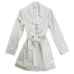 NWOT Papillon Beige Mid Length Trench Coat - Size Small